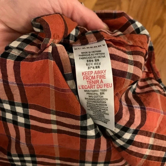 Burberry Authentic Brick Plaid Baby Collared Button Down Short Sleeve 12 Months - Picture 5 of 6